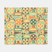 Geometrische Retro 1950s Mideeuwse Moderne Abstrac Fleece Deken (Voorkant (Horizontaal))