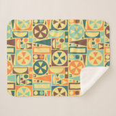 Geometrische Retro 1950s Mideeuwse Moderne Abstrac Sherpa Deken (Voorkant (horizontaal))