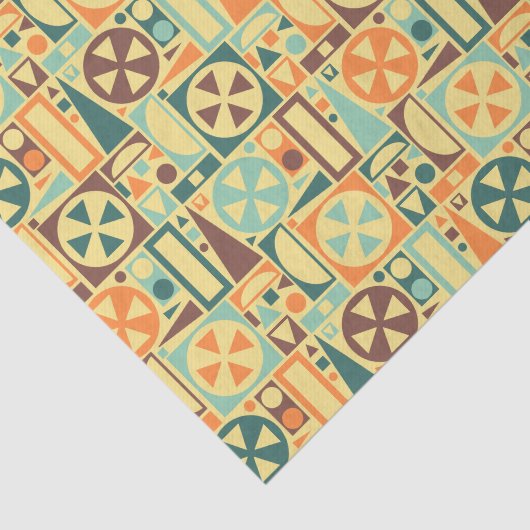 Geometrische Retro 1950s Mideeuwse Moderne Kleurri Tissuepapier (Detail)