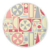 Geometrische Retro 1950s Mideeuwse Moderne Roze Keramische Knop (Voorkant)