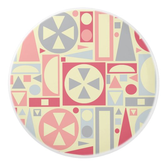 Geometrische Retro 1950s Mideeuwse Moderne Roze Keramische Knop (Voorkant)