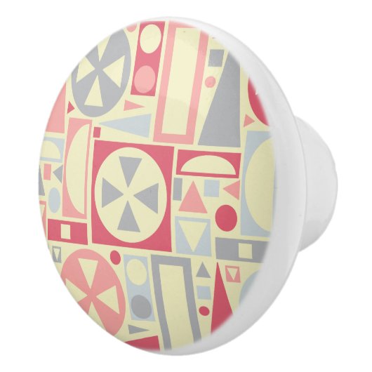Geometrische Retro 1950s Mideeuwse Moderne Roze Keramische Knop (Rechts)