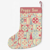 Geometrische Retro 1950s Mideeuwse Moderne Roze Kleine Kerstsok (Achterkant)