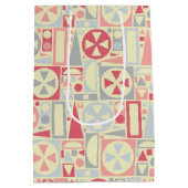 Geometrische Retro 1950s Mideeuwse Moderne Roze Medium Cadeauzakje (Achterkant)