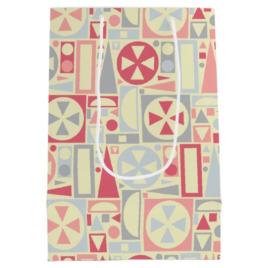 Geometrische Retro 1950s Mideeuwse Moderne Roze Medium Cadeauzakje (Achterkant)