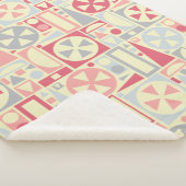 Geometrische Retro 1950s Mideeuwse Moderne Roze Sherpa Deken (3/4)
