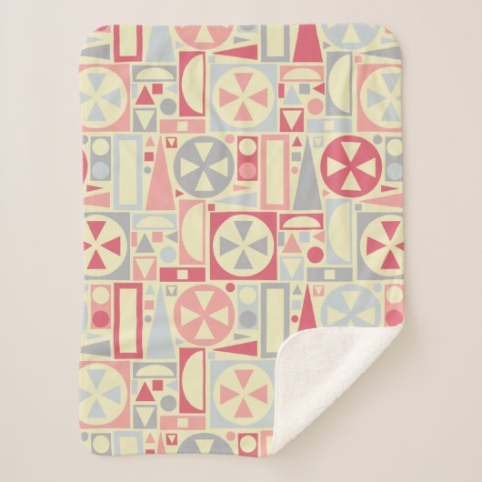 Geometrische Retro 1950s Mideeuwse Moderne Roze Sherpa Deken (Voorkant)