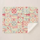 Geometrische Retro 1950s Mideeuwse Moderne Roze Sherpa Deken (Voorkant (horizontaal))