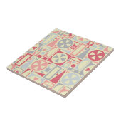 Geometrische Retro 1950s Mideeuwse Moderne Roze Tegeltje (Zijkant)