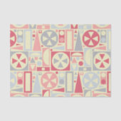 Geometrische Retro 1950s Mideeuwse Moderne Roze Tissuepapier (Voorkant)