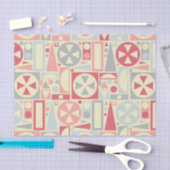 Geometrische Retro 1950s Mideeuwse Moderne Roze Tissuepapier (Craft)
