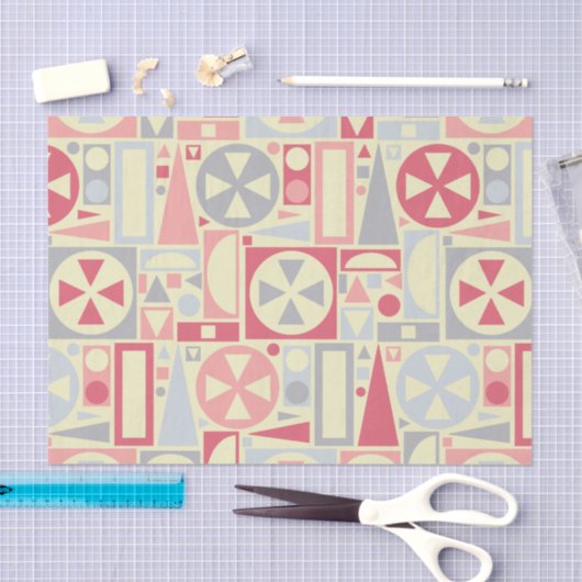 Geometrische Retro 1950s Mideeuwse Moderne Roze Tissuepapier (Craft)