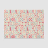 Geometrische Retro 1950s Mideeuwse Moderne Roze Tissuepapier (Voorkant)