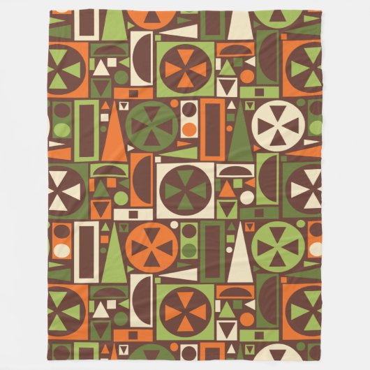 Geometrische Retro 50s Mid-Century Modern Abstract Fleece Deken (Voorkant)