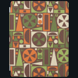 Geometrische Retro 50s Mid-Century Modern Abstract iPad Cover<br><div class="desc">Dit originele, retro 1950s / 1960s middenmod abstracte geometrische patroon is gemaakt van driehoeken, vierkanten, rechthoeken en cirkels. Het is ontworpen in tinten van sinaasappel, groen en crème op een bruine achtergrond. Dit patroon herhaalt naadloos. Het is voor fans van de moderne, moderne, minimalistische kunst uit de mideeuw. Voeg een...</div>