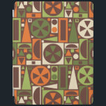 Geometrische Retro 50s Mid-Century Modern Abstract iPad Cover<br><div class="desc">Dit originele, retro 1950s / 1960s middenmod abstracte geometrische patroon is gemaakt van driehoeken, vierkanten, rechthoeken en cirkels. Het is ontworpen in tinten van sinaasappel, groen en crème op een bruine achtergrond. Dit patroon herhaalt naadloos. Het is voor fans van de moderne, moderne, minimalistische kunst uit de mideeuw. Voeg een...</div>