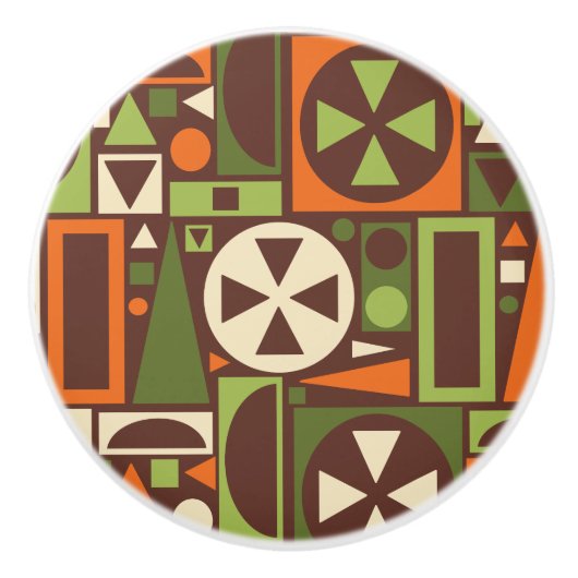 Geometrische Retro 50s Mid-Century Modern Abstract Keramische Knop (Voorkant)