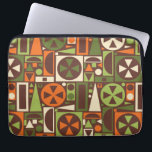 Geometrische Retro 50s Mid-Century Modern Abstract Laptop Sleeve<br><div class="desc">Dit originele, retro 1950s / 1960s middenmod abstracte geometrische patroon is gemaakt van driehoeken, vierkanten, rechthoeken en cirkels. Het is ontworpen in tinten van sinaasappel, groen en crème op een bruine achtergrond. Dit patroon herhaalt naadloos. Het is voor fans van de moderne, moderne, minimalistische kunst uit de mideeuw. Voeg een...</div>