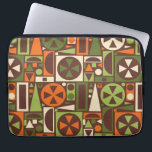 Geometrische Retro 50s Mid-Century Modern Abstract Laptop Sleeve<br><div class="desc">Dit originele, retro 1950s / 1960s middenmod abstracte geometrische patroon is gemaakt van driehoeken, vierkanten, rechthoeken en cirkels. Het is ontworpen in tinten van sinaasappel, groen en crème op een bruine achtergrond. Dit patroon herhaalt naadloos. Het is voor fans van de moderne, moderne, minimalistische kunst uit de mideeuw. Voeg een...</div>