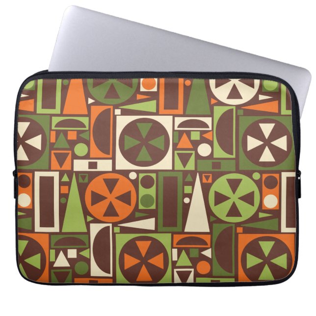 Geometrische Retro 50s Mid-Century Modern Abstract Laptop Sleeve (Voorkant)