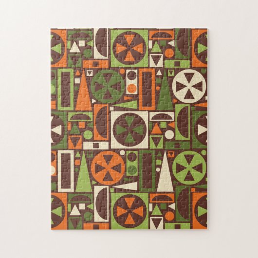 Geometrische Retro 50s Mid-Century Modern Abstract Legpuzzel (Verticaal)