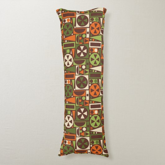 Geometrische Retro 50s Mid-Century Modern Abstract Lichaamskussen (Voorkant Verticaal)