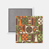 Geometrische Retro 50s Mid-Century Modern Abstract Magneet (Voorkant / Achterkant)