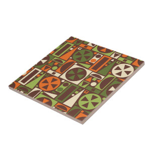 Geometrische Retro 50s Mid-Century Modern Abstract Tegeltje