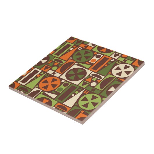 Geometrische Retro 50s Mid-Century Modern Abstract Tegeltje (Zijkant)