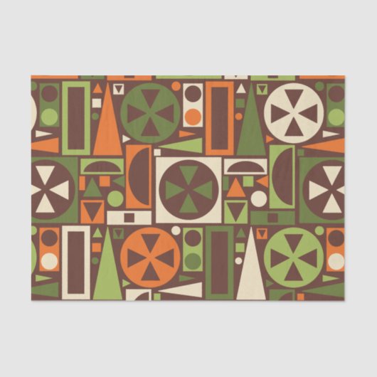Geometrische Retro 50s Mid-Century Modern Abstract Tissuepapier (Voorkant)