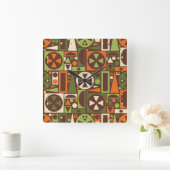 Geometrische Retro 50s Mid-Century Modern Abstract Vierkante Klok (Huis)