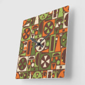 Geometrische Retro 50s Mid-Century Modern Abstract Vierkante Klok (Hoek)
