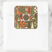 Geometrische Retro 50s Mid-Century Modern Abstract Vierkante Sticker (Tas)