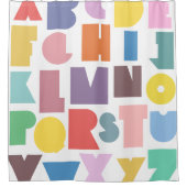 Geometrische retro-alfabet douchegordijn (Voorkant)