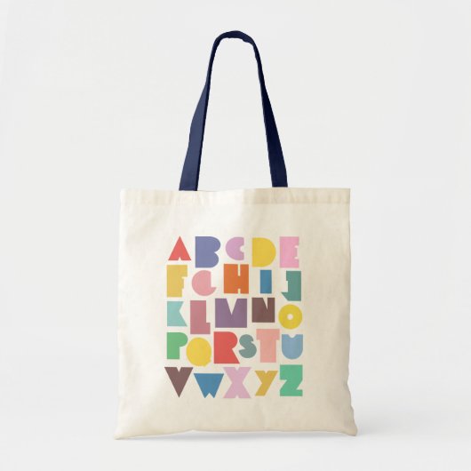 Geometrische retro-alfabet tote bag (Voorkant)