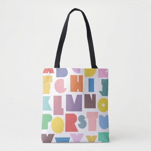 Geometrische retro-alfabet tote bag (Voorkant)