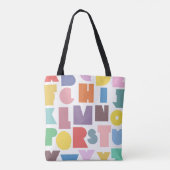Geometrische retro-alfabet tote bag (Achterkant)