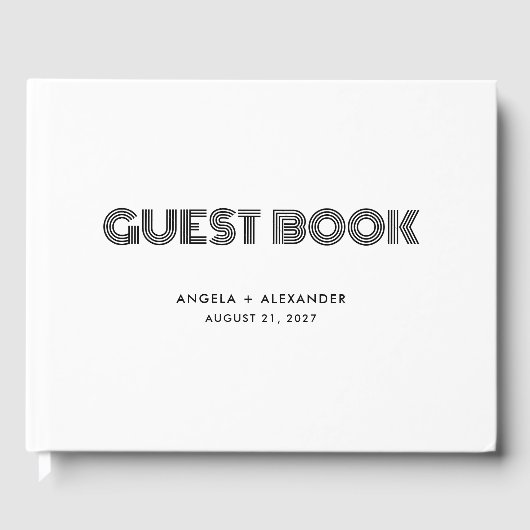 Geometrische Retro Art Deco Bruiloft Gastenboek (Voorkant)