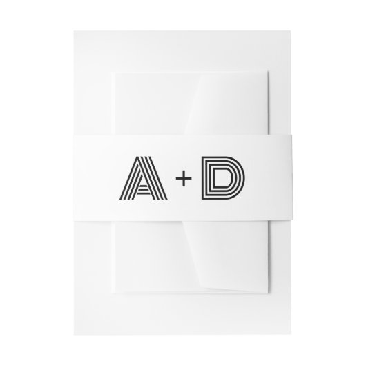 Geometrische Retro Art Deco huwelijksmonogram Uitnodigingen Wikkel (Voorkant Voorbeeld)