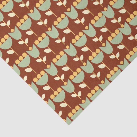 Geometrische Retro Bloem Bauhaus Bruin Verjaardag Tissuepapier (Detail)