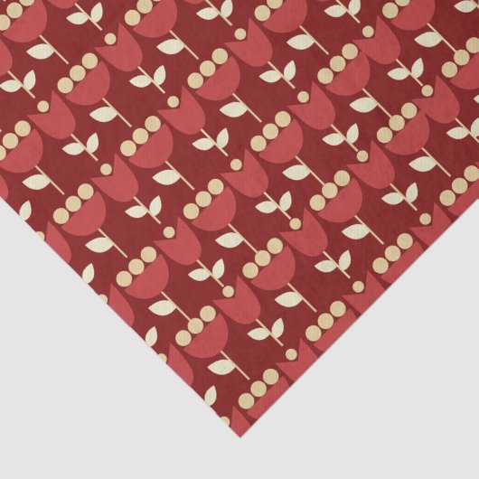 Geometrische Retro Bloem Bauhaus Maroon Verjaardag Tissuepapier (Detail)
