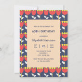 Geometrische Retro Bloem Bauhaus Peach Verjaardag Kaart (Voorkant)