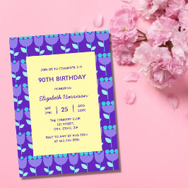 Geometrische Retro Flower Bauhaus Paarse Verjaarda Kaart