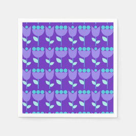 Geometrische Retro Flower Bauhaus Paarse Verjaarda Servet