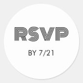 Geometrische Retro Huwelijks RSVP Ronde Sticker (Voorkant)