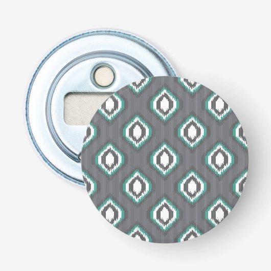 Geometrische retro ikat tribaal patroon button flesopener (Voorkant)