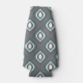 Geometrische retro ikat tribaal patroon flesjeskoeler (Voorkant)