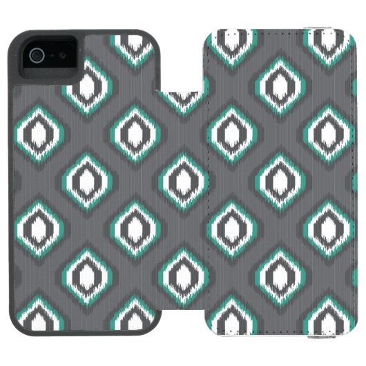 Geometrische retro ikat tribaal patroon incipio iPhone portemonnee hoesje (Agenda Open)