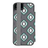 Geometrische retro ikat tribaal patroon incipio iPhone portemonnee hoesje (Agenda Achterkant)