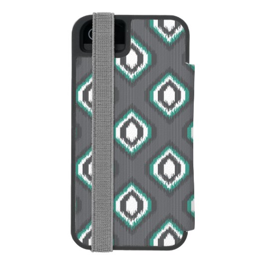 Geometrische retro ikat tribaal patroon incipio iPhone portemonnee hoesje (Agenda Achterkant)